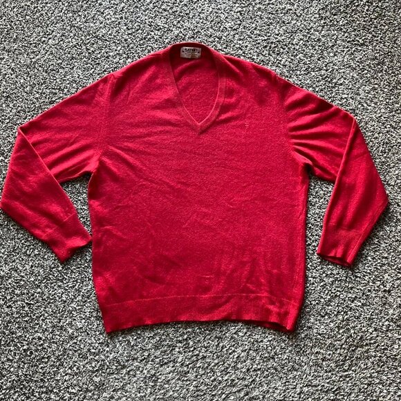 PLAYBOY Other - Vintage Playboy Sweater Mens 42 Red V-Neck Wool/Angola Rabbit Long Sleeve Top